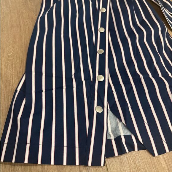 Striped Navy and White Button-Down Dress - Picture 4 of 11